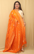 Orange Banarasi Silk Dupatta - Luxurion World