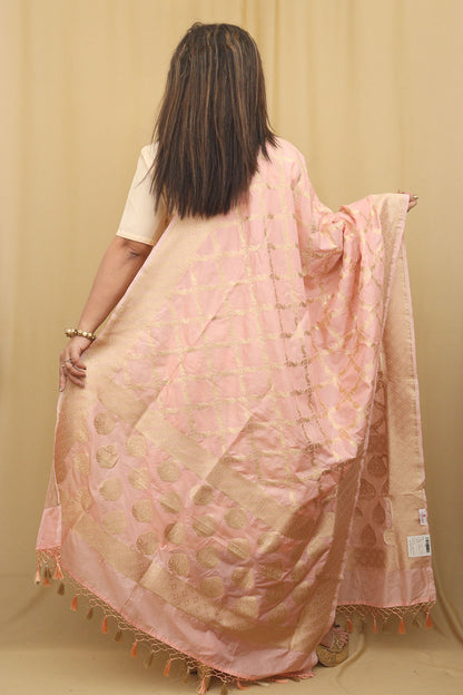 Chic Pink Banarasi Silk Dupatta: Classic Elegance - Luxurion World
