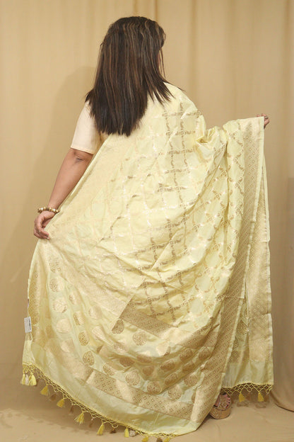 Vibrant Yellow Banarasi Silk Dupatta: Essential Accessory - Luxurion World