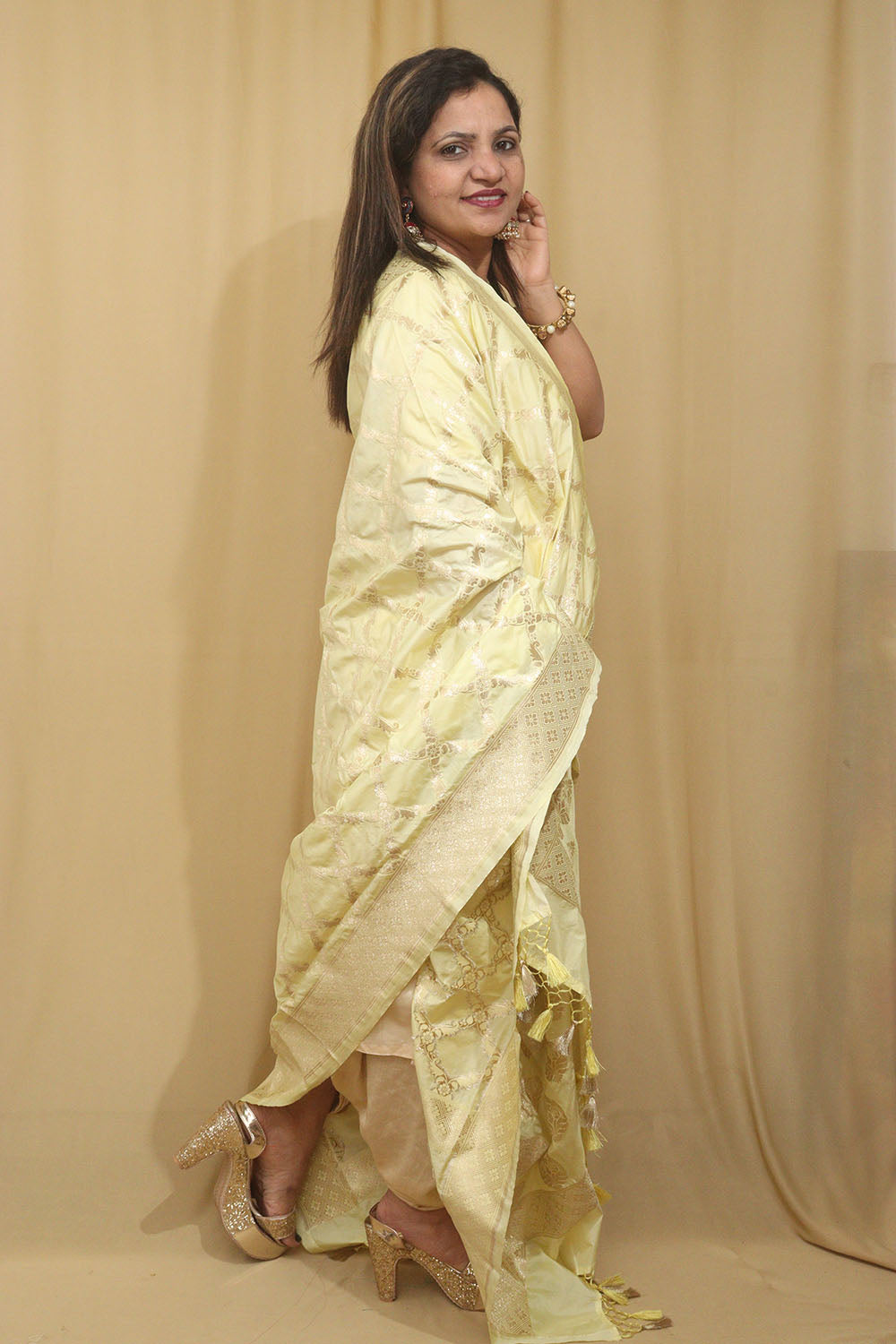 Vibrant Yellow Banarasi Silk Dupatta: Essential Accessory - Luxurion World