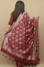 Elegant Maroon Banarasi Silk Dupatta with Parrot Design - Luxurion World