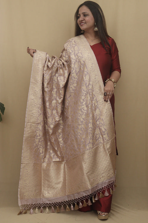 Elegant Pastel Banarasi Silk Shikargah Dupatta: A Timeless Masterpiece - Luxurion World