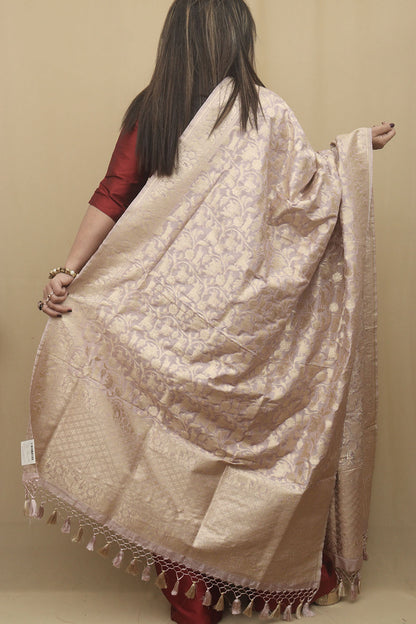 Elegant Pastel Banarasi Silk Shikargah Dupatta: A Timeless Masterpiece - Luxurion World