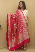 Elegant Pink Banarasi Silk Shikargah Dupatta: A Timeless Masterpiece - Luxurion World