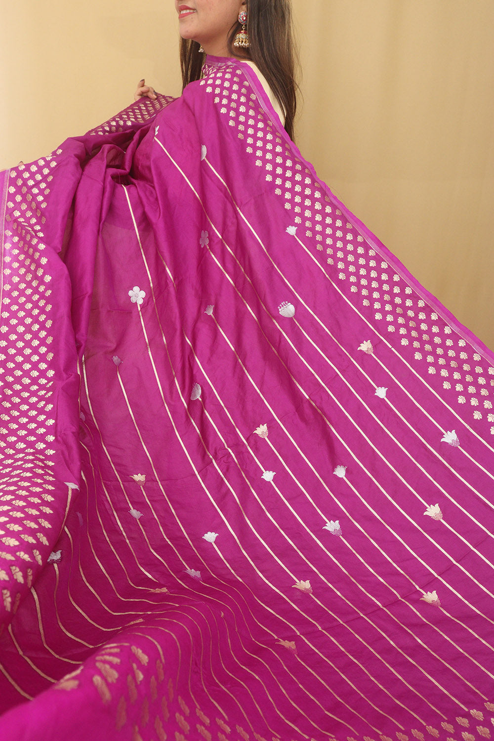 Purple Banarasi Silk Sona Roopa Dupatta - Luxurion World