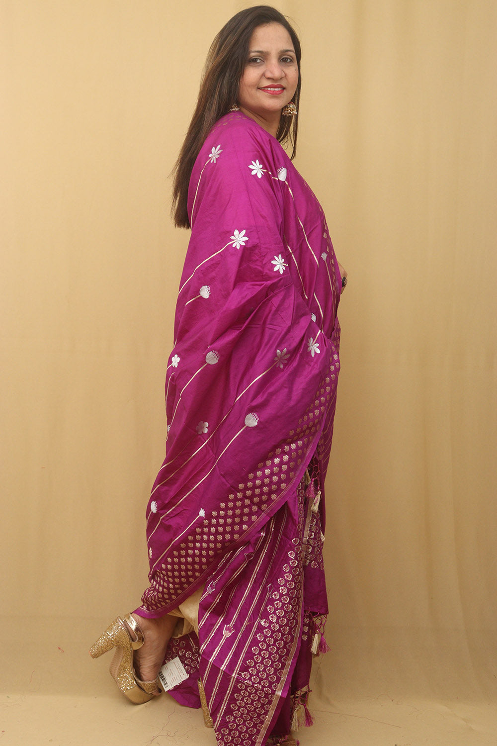 Purple Banarasi Silk Sona Roopa Dupatta - Luxurion World