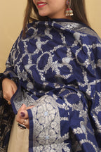 Blue Banarasi Silk Sona Roopa Dupatta - Luxurion World