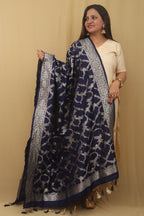 Blue Banarasi Silk Sona Roopa Dupatta - Luxurion World