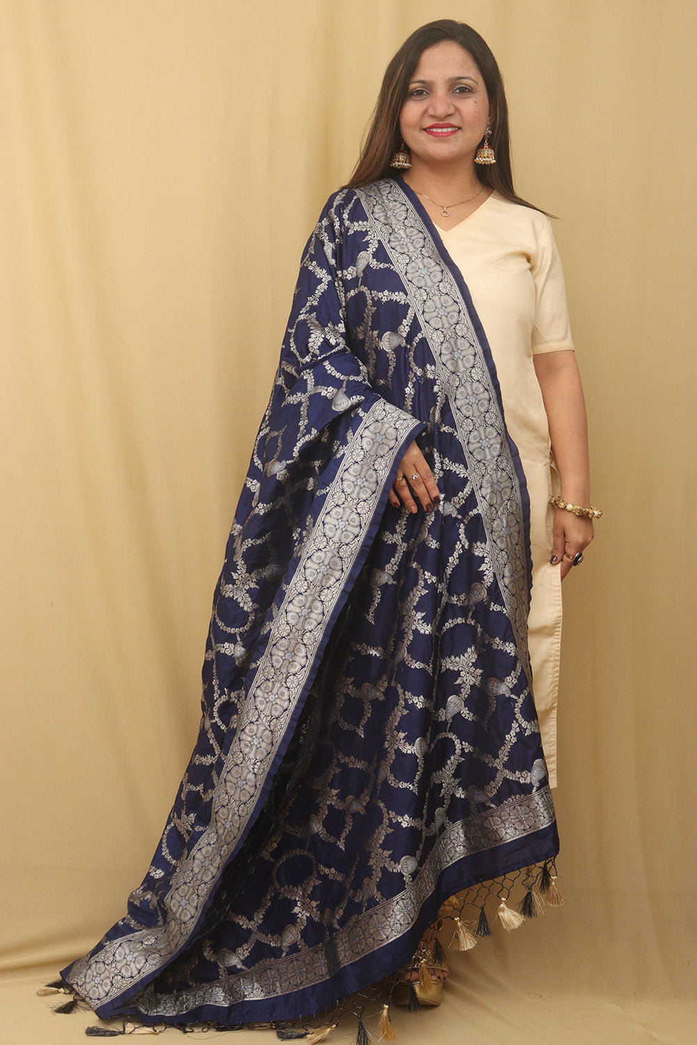 Blue Banarasi Silk Sona Roopa Dupatta - Luxurion World