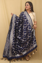 Blue Banarasi Silk Sona Roopa Dupatta - Luxurion World