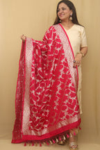 Pink Banarasi Silk Dupatta - Luxurion World