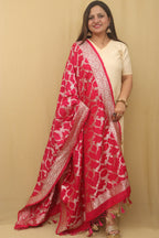 Pink Banarasi Silk Dupatta - Luxurion World
