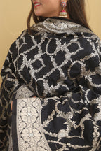 Black Banarasi Silk Sona Roopa Dupatta - Luxurion World
