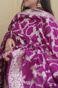 Purple Banarasi Silk Sona Roopa Dupatta - Luxurion World