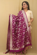 Purple Banarasi Silk Sona Roopa Dupatta - Luxurion World