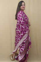 Purple Banarasi Silk Sona Roopa Dupatta - Luxurion World