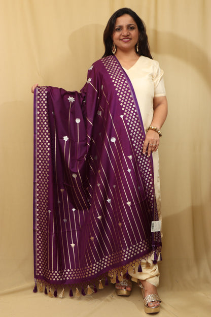 Purple Banarasi Silk Sona Roopa Dupatta - Luxurion World
