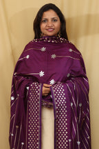 Purple Banarasi Silk Sona Roopa Dupatta - Luxurion World
