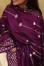 Purple Banarasi Silk Sona Roopa Dupatta - Luxurion World