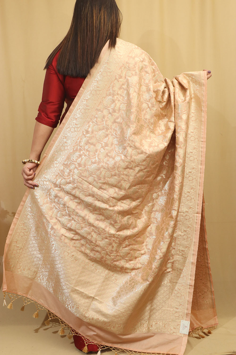 Pastel Banarasi Silk Shikargah Dupatta - Luxurion World