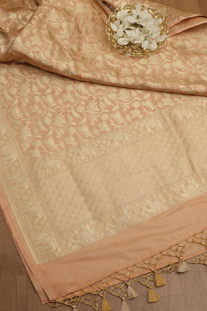Pastel Banarasi Silk Shikargah Dupatta - Luxurion World