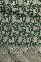 Exquisite Green Banarasi Silk Dupatta with Shikargah Design - Luxurion World