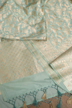 Elegant Blue Banarasi Silk Dupatta with Shikargah Design - Luxurion World