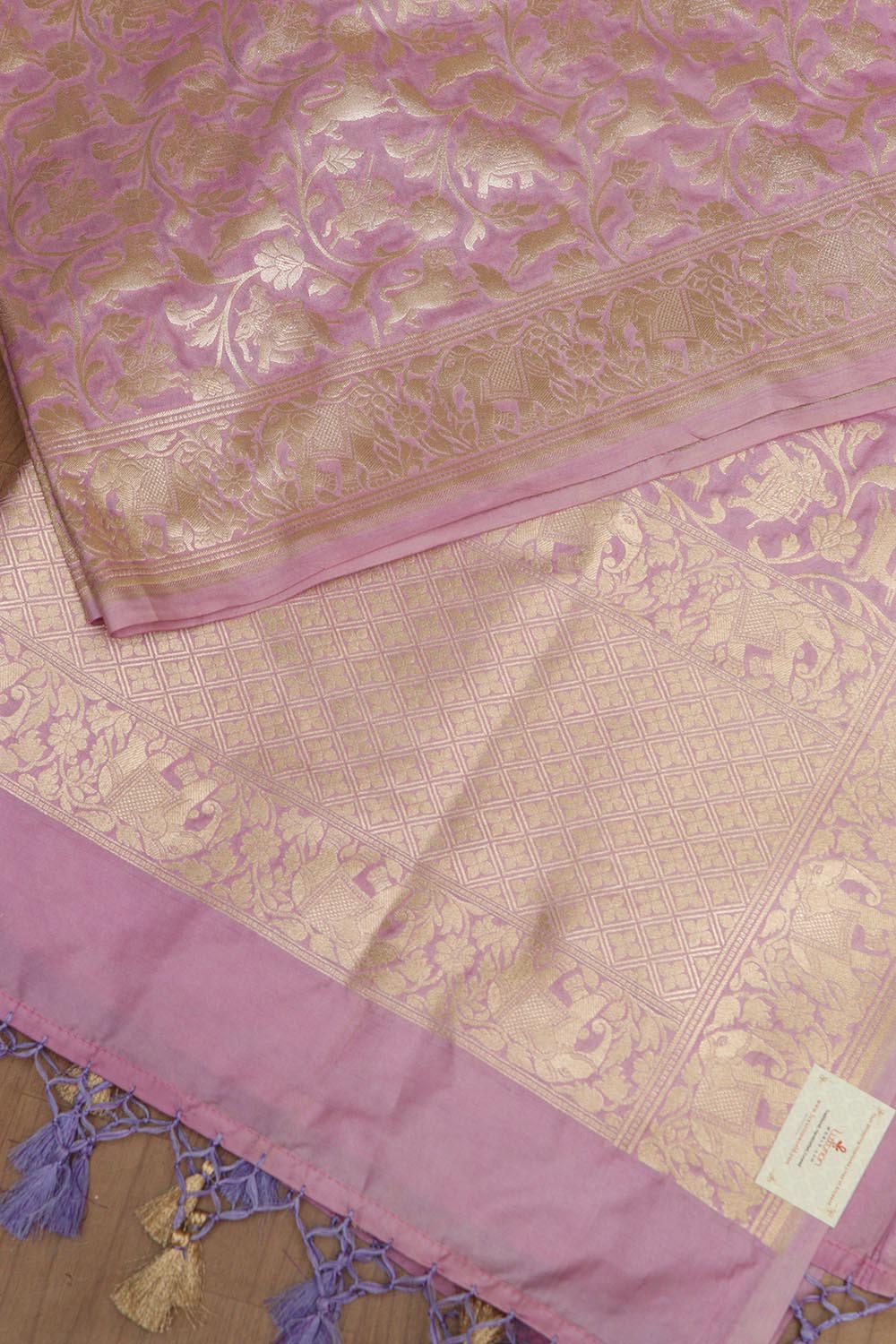 Elegant Purple Banarasi Silk Dupatta with Shikargah Design - Luxurion World