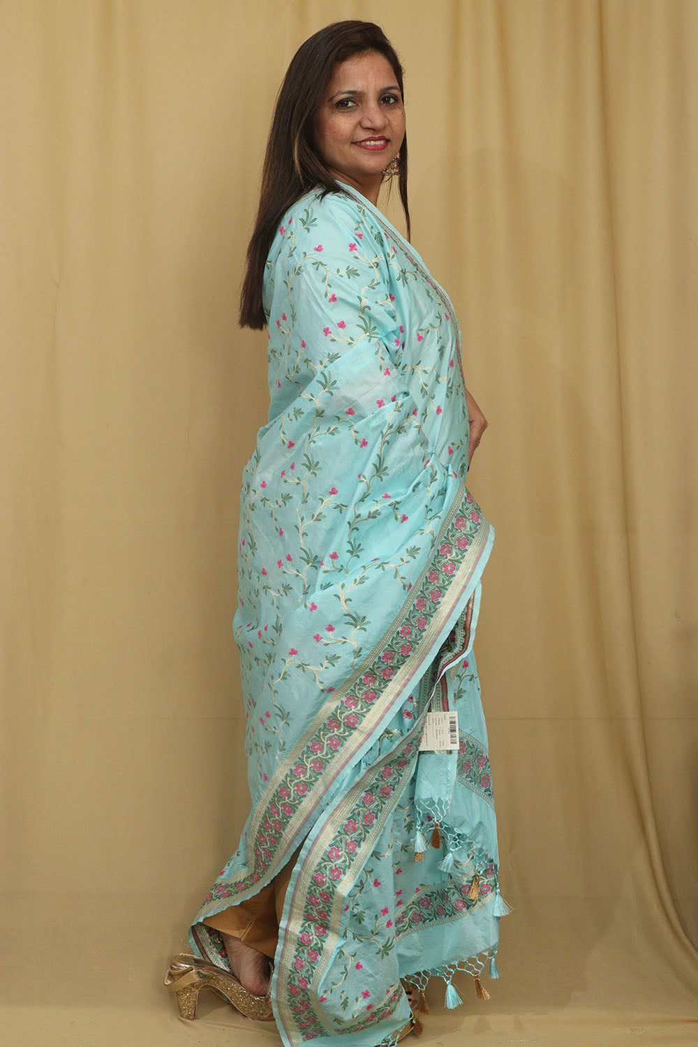Elegant Blue Banarasi Silk Dupatta - Luxurion World