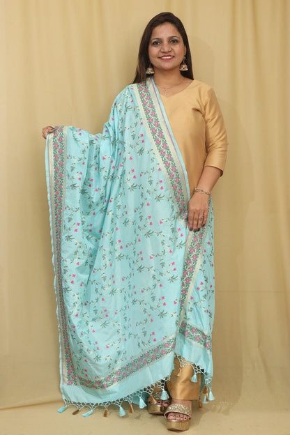 Elegant Blue Banarasi Silk Dupatta - Luxurion World