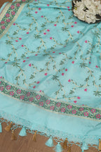 Elegant Blue Banarasi Silk Dupatta - Luxurion World