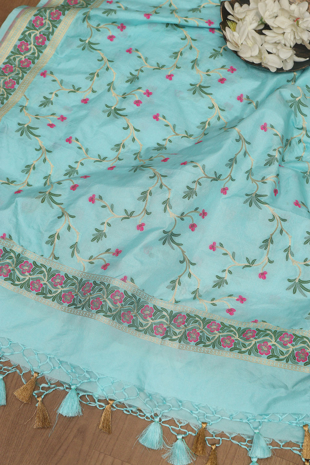 Elegant Blue Banarasi Silk Dupatta - Luxurion World