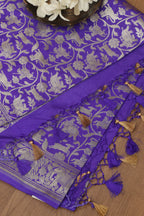 Elegant Purple Banarasi Silk Shikargah Design Dupatta - Luxurion World- Crafted Heirlooms