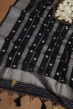 Elegant Blue Banarasi Silk Dupatta - Luxurion World- Crafted Heirlooms