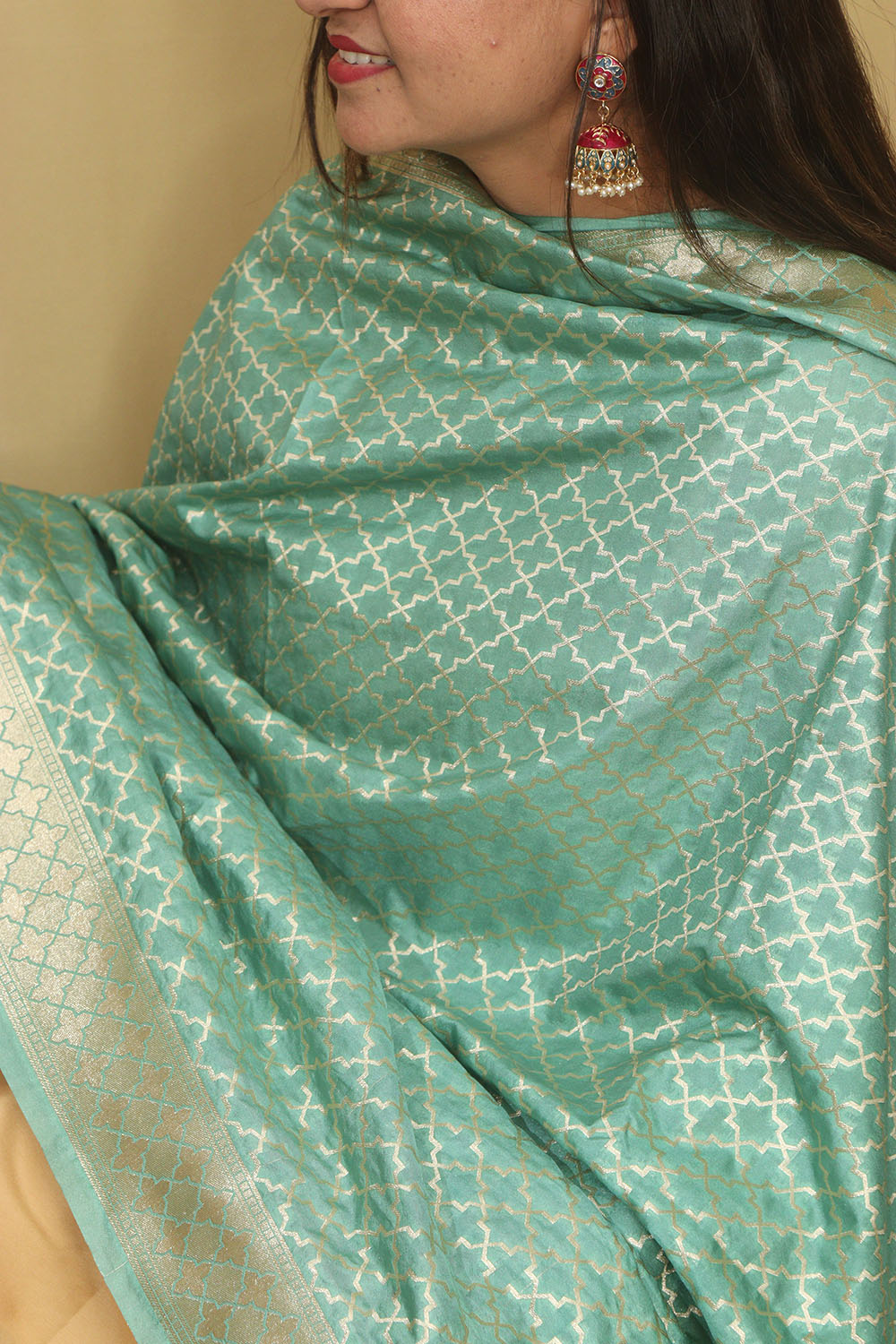 Elegant Blue Banarasi Silk Dupatta - Luxurion World