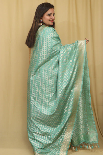 Elegant Blue Banarasi Silk Dupatta - Luxurion World