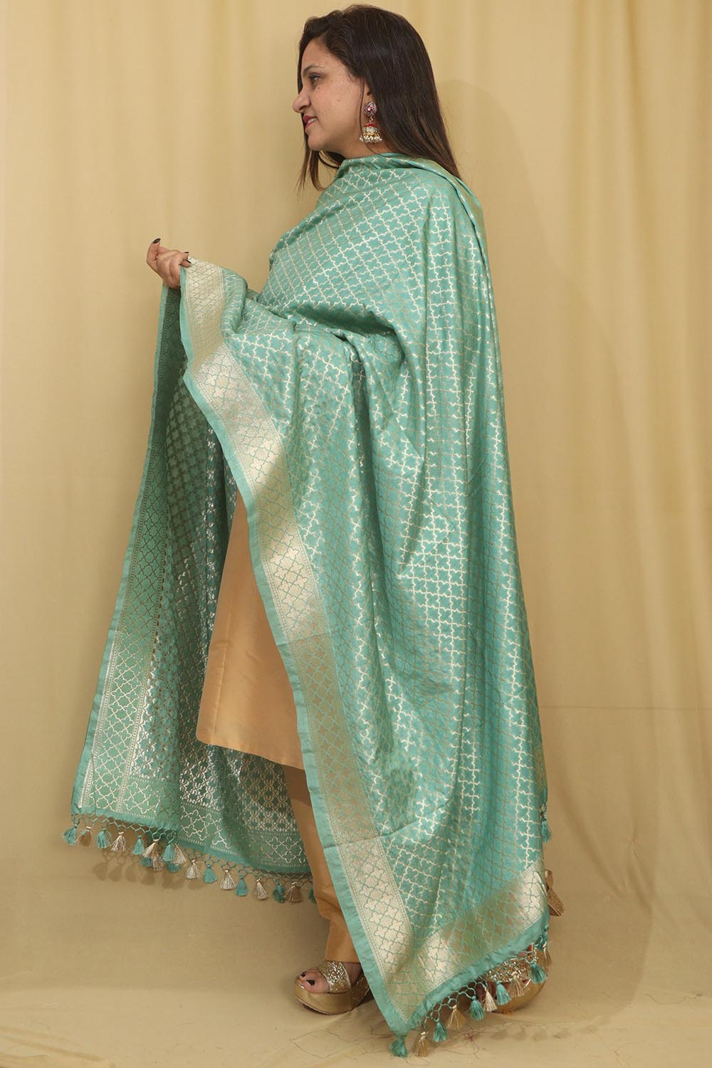 Elegant Blue Banarasi Silk Dupatta - Luxurion World