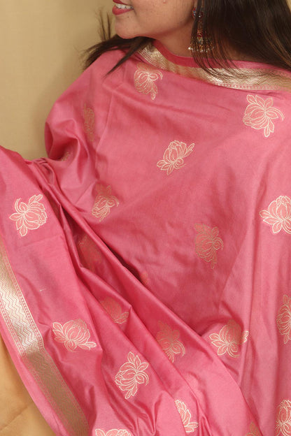 Pretty in Pink: Banarasi Silk Dupatta - Luxurion World