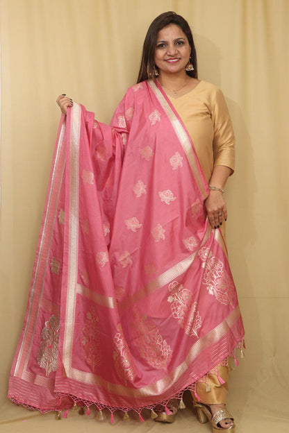 Pretty in Pink: Banarasi Silk Dupatta - Luxurion World