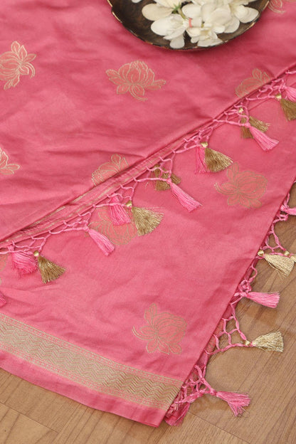 Pretty in Pink: Banarasi Silk Dupatta - Luxurion World