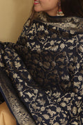 Stunning Blue Banarasi Silk Shikargah Design Dupatta - Elegant and Timeless - Luxurion World- Crafted Heirlooms