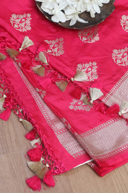 Stunning Pink Banarasi Silk Dupatta - Perfect Accessory - Luxurion World