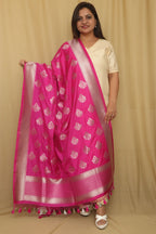 Stunning Pink Banarasi Silk Dupatta - Luxurion World