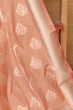 Peach Banarasi Silk Dupatta - Elegant and Timeless - Luxurion World- Crafted Heirlooms