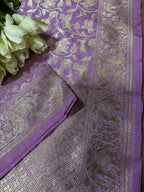 Purple Banarasi Silk Shikargah Design Dupatta - Luxurion World- Crafted Heirlooms
