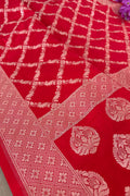 Elegant Red Banarasi Silk Dupatta - Luxurion World