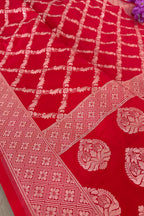 Elegant Red Banarasi Silk Dupatta - Luxurion World