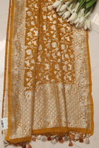 Mustard Yellow Banarasi Silk Shikargah Design Dupatta - Luxurion World