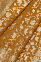 Mustard Yellow Banarasi Silk Shikargah Design Dupatta - Luxurion World