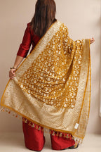 Mustard Yellow Banarasi Silk Shikargah Design Dupatta - Luxurion World